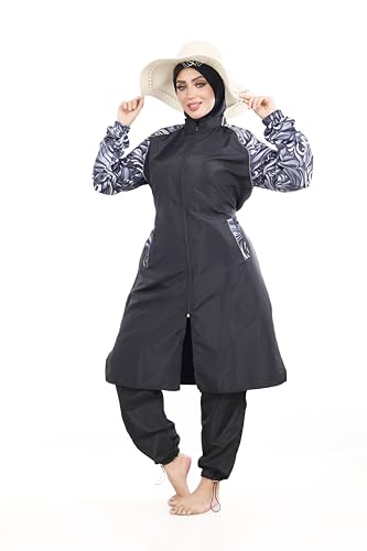 S303-4 piece swimming suit for women muslim water proof Knee long-islamic swimwear- women burkini hijab (UAE/KSA Alpha L Regular Regular Black S309)