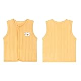 ANIMQUE Baby Kleinkind Westen Kinder Baumwoll Ärmellose Jacke mit Druckknopf Frühling Herbst Dünn Kinderweste Strickjacke Oberteil mit Cartoon Muster, Gelb 90