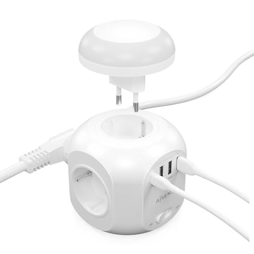Regleta de enchufes con USB-C multifunción y 4 tomas de corriente blanca 3