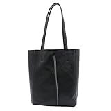 [グッシオ イタリー] トートバッグ シンプル 縦型 イタリア製 直輸入 100%上質牛革 大人カジュアル 通勤 通学 一枚革 おしゃれ イタリアンレザー MADE IN ITALY 770185 (ブラック)