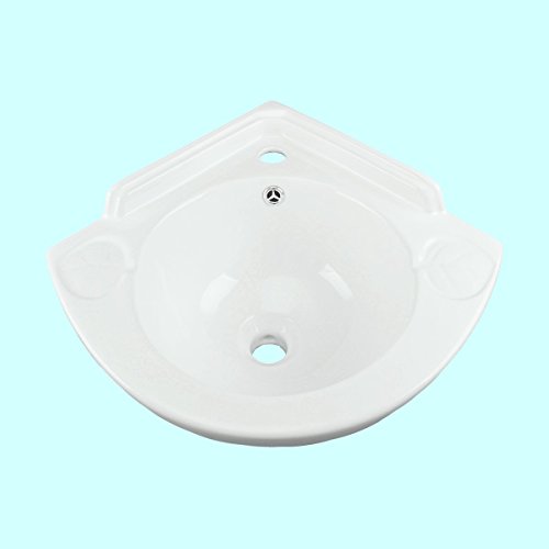 Renovators Supply Manufacturing Mountain Pond 20.5" Corner Wall Mount Bathroom Sink Small White Ceramic Bowl With Overflow And Backsplash Space Saving Easy Install Heavy Duty Porcelain Sink #TOP1