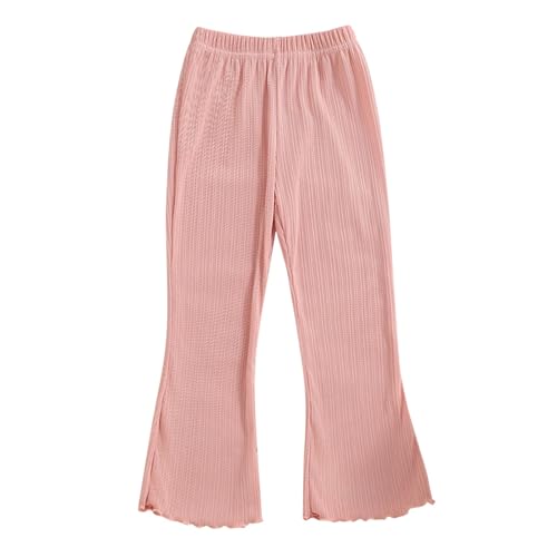 Girls Flared Pants Plain Ruffle Tight Legging Bell Bottom Elastic