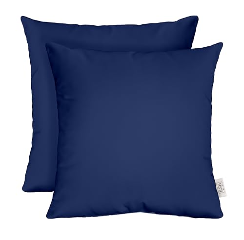 RSH DECOR: Square Throw Pillows Set of 2 | 24” x 24” | All-Weather Spun Fabric | Water and Fade-Resistant | Outdoor Accent Pillows for Patio Furniture | Navy Blue