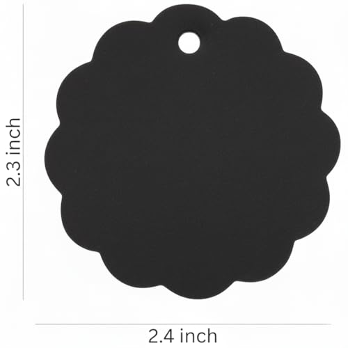 Image of CVANU Black Kraft Paper Hanging Circle Shaped Tags (200pcs) with Jute Twine for Wedding| Write Blessings| Thanksgiving| Gift Decor (2.3inch X2.4inch)