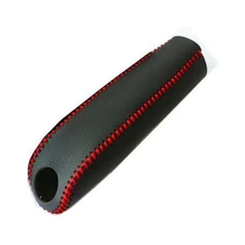 Black Leather Handbrake Cover with Red Stitching Cover