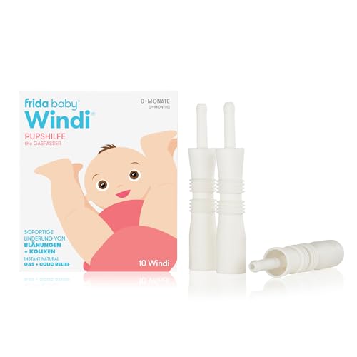 Frida Baby Windi Blähhilfe für Babys | 10 Einweg-Röhrchen zur natürlichen Linderung von Blähungen Koliken & Verstopfungen | Sanft sicher BPA- & latexfrei von Ärzten entwickelt