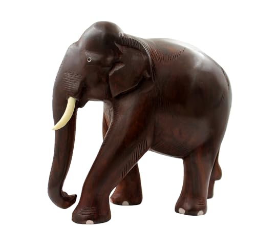 Image of Rosewood Handmade Elephant Showpiece (Brown, 8-inch), Animal