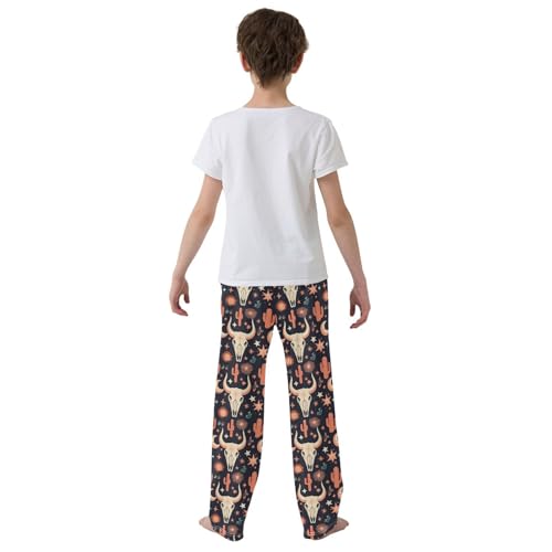 Vdsrup Cow Skull Pajama Pants Cactus Stars Moon Pajama Bottoms Soft Sleep Pjs Lounge Pants S3