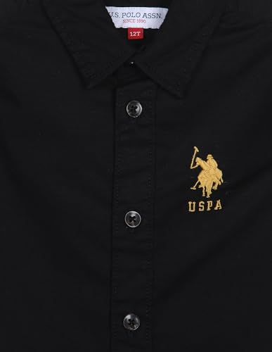 Image of U.S. Polo ASSN. Solid Cotton Shirt for Boys - Spread Collar, Long Sleeves, Regular Fit Shirt for Kids