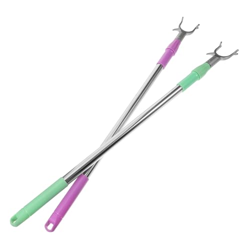 OKUMEYR 2pcs Telescoping Clothes Pole Clothesline Reach Stick for Closet Space Saving Design Rods for Dorms and Home Use