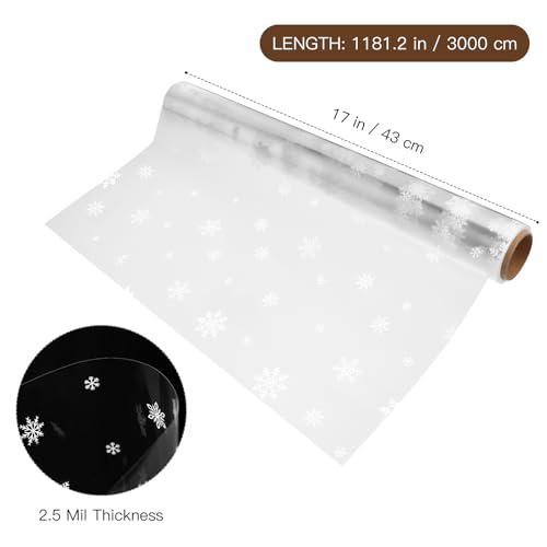 Alipis Papel de celofane com floco de neve, papel celofane de Natal, rolo de celofane para cestas de