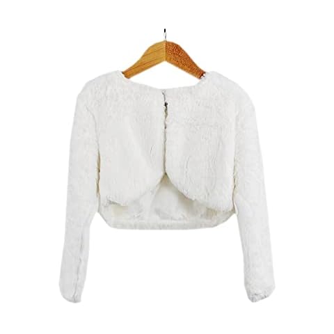 Gum & Berries Girls Ivory Faux Fur Special Occasion Bolero Padded Long Sleeve Tippet Shrug Quilted Snow Suit Smart Look Jacket 11-12 Years Cover