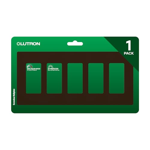 Lutron Claro Light Switch Cover Plate, 5 Gang Wallplate, for Decorator Light Switches, Rocker Light Switch Cover, Outlet Cover, Screwless Switch Plate Cover, Gloss, CW-5-BR, Brown