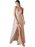 ALICEPUB Spaghetti Strap Biscotti Bridesmaid Dresses for Women Chiffon Long Formal Party Dress, US12