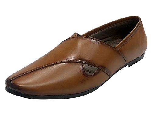 Step n Style Punjabi mojaris,Mens Shoes,Wedding Shoes for Groom,Khussa Traditional Indian Footwear Ethnic Authentic Footwear, peshawari Shoes, Loafers, Slippers Tan