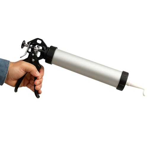 TECHZOCO Pistola para cartuchos de silicona, pistola de cartuchos, Pistola de calefateo, Aplicador de silicona, Apta para rejuntar y sellado de clafateo, incluye émbolo y boquilla desde 280 ml