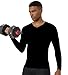 OVIYEGAIN Black V Neck Compression Long Sleeve Shirts for Men Running Athletic Workout Undershirt Cool Dry Base Layer Tops