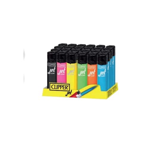 4 x Clipper Lighters Set ,NEON MAXI SIZE JET FLAME WINDPROOF LIGHTER Assorted Designs, Lighter Refillable SET OF 4 GREAT GIFT SET (JET FLAME - 4 X RANDOM COLOURS) WITH FREE GIF CASE BLACK POUCH Cover