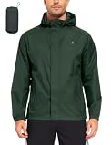 Little Donkey Andy Men's Packable Waterproof Rain Jacket Rifle Green L