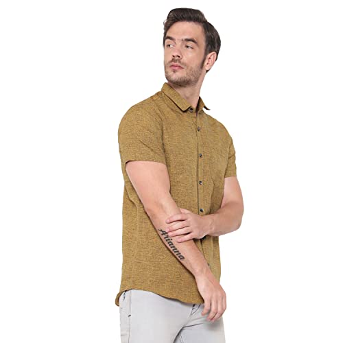 Image of LATEST CHIKAN Men's Cotton Blend Textured Half Sleeves Shirt