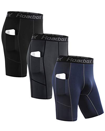 Roadbox 2022 Compression Shorts for Men with Perfect Pocket Spandex Boxer Athletic Workout Underwear Fitness