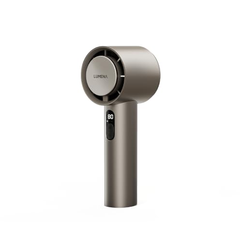 LUMENA Fan Jet Ultra - Turbo Handheld Fan with Peltier Ice Cooling System| USB Type C Rechargeable, 10–100 Speed Settings, 14,000 RPM, 4800mAh Battery, Portable for Travel/Home/Office (Gray)