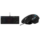 Logitech G PRO TKL Mechanical Gaming Keyboard, GX Blue Clicky Key Switches - Black & 502 HERO High Performance Wired Gaming Mouse, HERO 25K Sensor, 25,600 DPI, RGB, PC/Mac - Black