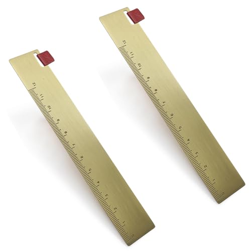 Brass Ruler Metal Bookmark, 2-Pack