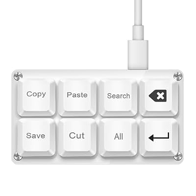 SAYODEVICE Copy Paste Mini Shortcut Key Office Work Macros Keypad OSU Rhythm Games Keypad Gaming USB Wired Keyboard Hot-swappable Mechanical Keyboard (White 8 Keys)