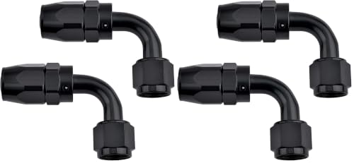 Image of EVIL ENERGY 6AN Hose End Fitting 90 Degree Swivel for CPE Braided Hose Black 2PCS (Pack of 2)