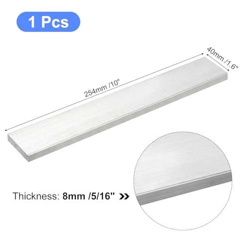 Image of uxcell Square Aluminum Flat Bar, 5 /16 inch Thick 1.6 inch Width 10 inch Length Square Aluminum Bar 6061 Aluminum Flat Plate, 8 x 40 x 254mm T6511 Solid New Mill Stock for Industrial Building
