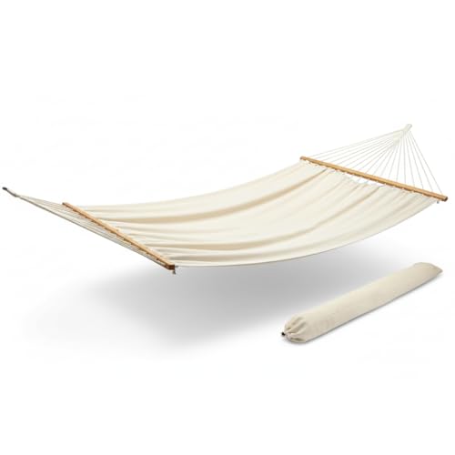 FUN FAN LINE   Hamaca de Jardín para Exterior o Interior Blanco Lino190x80 cm | Hamacas Colgantes Portátiles para Camping y Acampada con Funda Protectora | Ideal para Terraza y Balcón