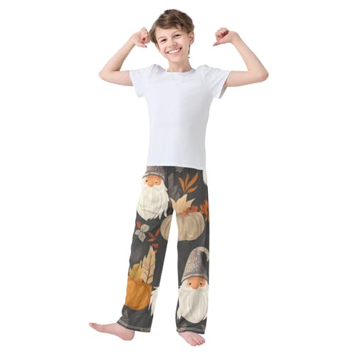 Gnome Pumpkins Boys Long Pants Soft Trousers Elastic Waist Kids Lounge Bottoms with Pockets S-XL3