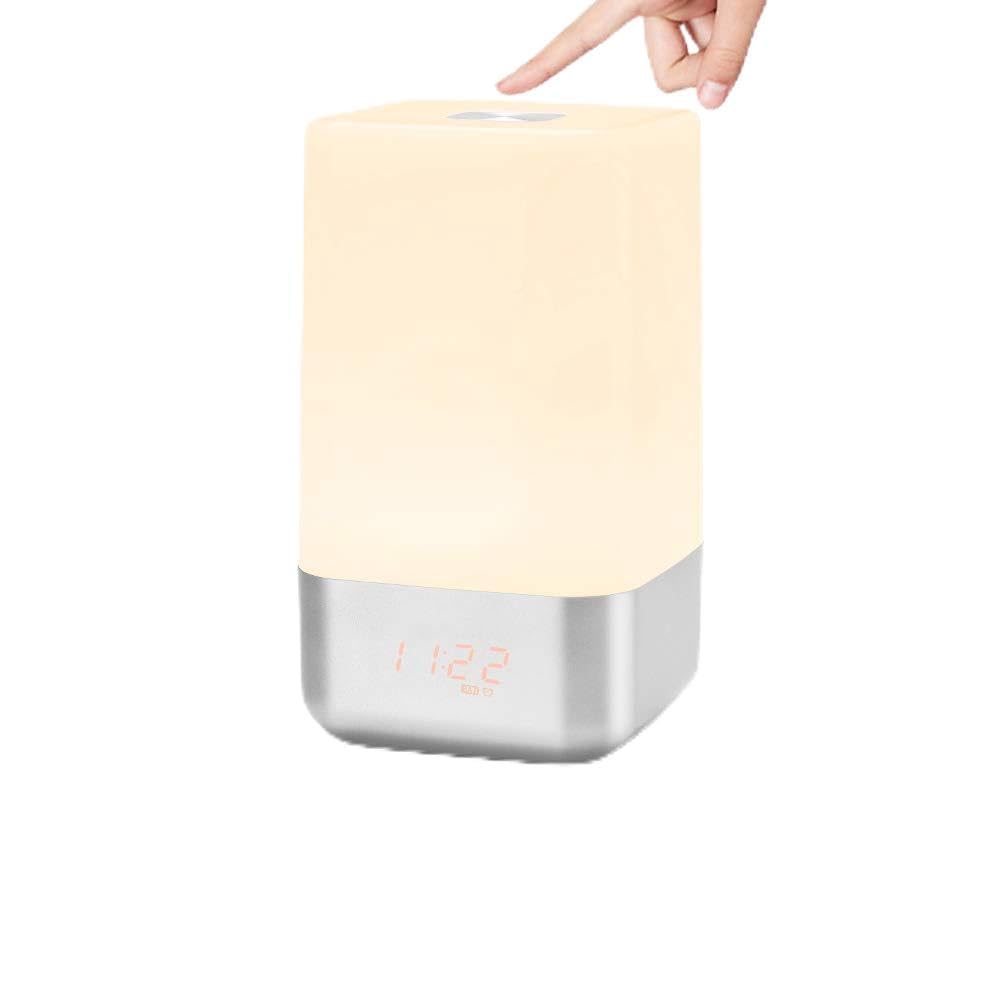 Reloj despertador con luz simulación amanecer y lámpara noche dormitorio