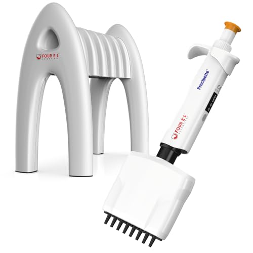 4E's USA 0.5-10ul Multi-Channel Adjustble Volume Pipette with Stand, 8-Channel Micropipettes