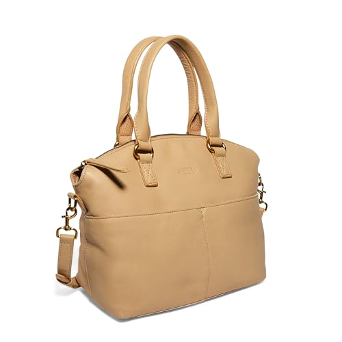 Bolsa tiracolo American Leather Co. Carrie Dome Satchel, caju, bolsa de couro macia com vários bolso