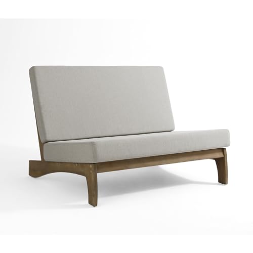 Image of Pia Ricoo 1-Piece Patio Furniture Set, Outdoor Loveseat with 4.5-Inch Thick Cushions, All-Weather Outdoor Sofa for Backyard, Deck, Lawn - Light Camel