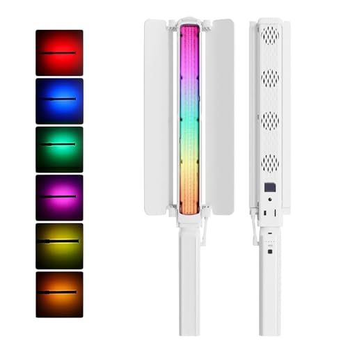 Image of KRLZ Handheld LED Light Stick, 360 RGB Photography Tube Light, 2700K-6500K Full Color, CRI 95+, 2000mAh Battery, Adjustable Barn Door, Portable Video Light for Vlog Viedo Portrait