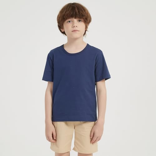 Image of 3 Pack Kids T-Shirt Cotton Tee Shirts for Boys and Girls Toddler Tops | Soft cotton tee for unisex, crew neck, mix with shorts and jeans, basic for everyday wear,suitable for 2-14years