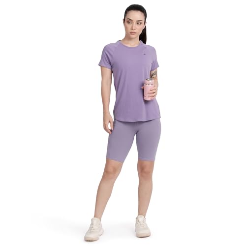 Image of Lavos Women's Regular Fit T-Shirt with Half Sleeve Round Neck, Bamboo & Cotton Gym, Yoga and Sports Wear for Women