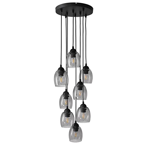 Brillant Cluster Pendelleuchte Schwarz, Smokey 35cm