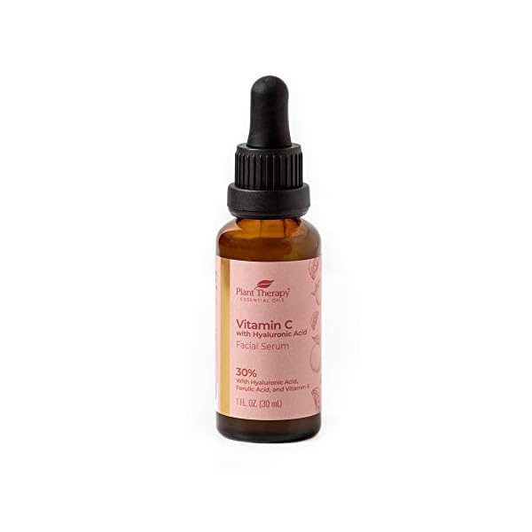 Plant-Therapy-Facial-Serum-with-Vitamin-C-Hyaluronic-Acid-1-oz-with-30-Hyaluronic-Acid-Ferulic-Acid-and-Vitamin-E-Reduces-the-Appearance-of-Fine-Lines-Wrinkles Plant Therapy Vitamin C Face Serum & Hyaluronic Acid, Anti-Aging Serum with Ferulic Acid, Vitamin E, Brightening Serum for Fine Lines & Wrinkles, 1 oz
