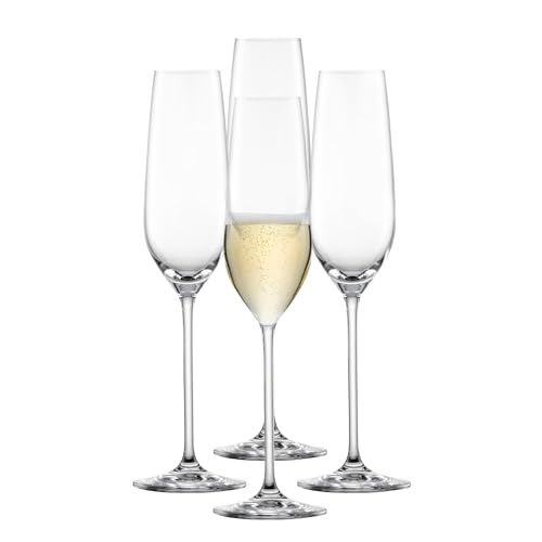 SCHOTT ZWIESEL Sektglas Fortissimo (4er-Set), elegante Champagner Gläser mit Moussierpunkt, spülmaschinenfeste Tritan-Kristallgläser, Made in Germany (Art.-Nr. 123686)