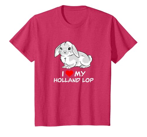 I Love My White Holland Lop Rabbit T-Shirt, Youth, Red Heather, 3T