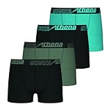 LOT : 4 boxers ATHENA ECOPACK, offrant un excellent rapport qualité/prix et un style sporty polyvalent, adapté à toutes les activités physiques.