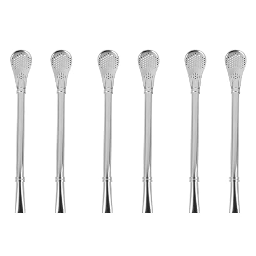 IJSDNVJNDX Juego de 6 Piezas - Acero Inoxidable Yerba Té de Mate Bombilla Calabaza Paja de Bebida Filtrado