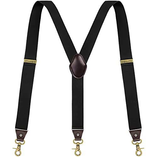 Image of Suspenders for Men, Adjustable Suspenders Gold Clip with Elastic Straps Y-Back Construction Heavy Duty for Work