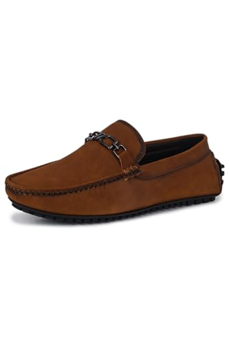 Image of OCIO Shoes Men's Driving Loafers OS1135 - Slip-On Leather Moccasins with Rubber Sole & Round Toe