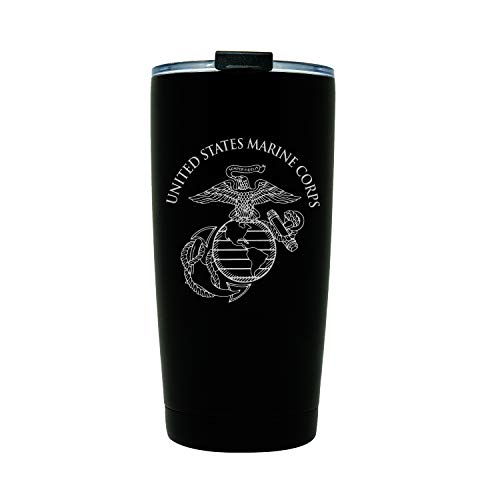 20 oz USMC Black Double Wall Vacuum Insulated Stainless Steel USMC Tumbler Travel