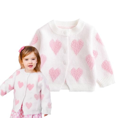 Image of Simplee kids Baby Girl Thin Sweater Solid White Pink Cardigans for Toddler 0-3Years
